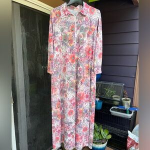Vintage  zip-front floral house dress with pocket